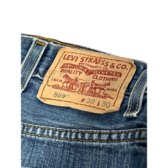 Levis 559 Jeans Mens 38 Blue Denim Straight Relaxed‎ Fit Cotton Pants 38X30 - Picture 6 of 6
